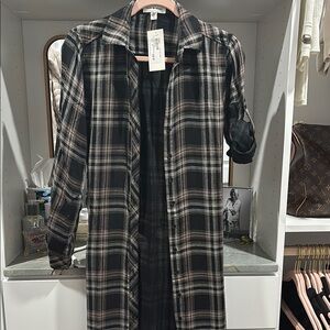 Cloth & Stone Plaid Long Sleeve Duster/Shirt Dress